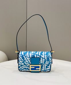 Fendi Mini Baguatte 1997 Blue Glazed Bag For Woman 19.5cm/7.5in