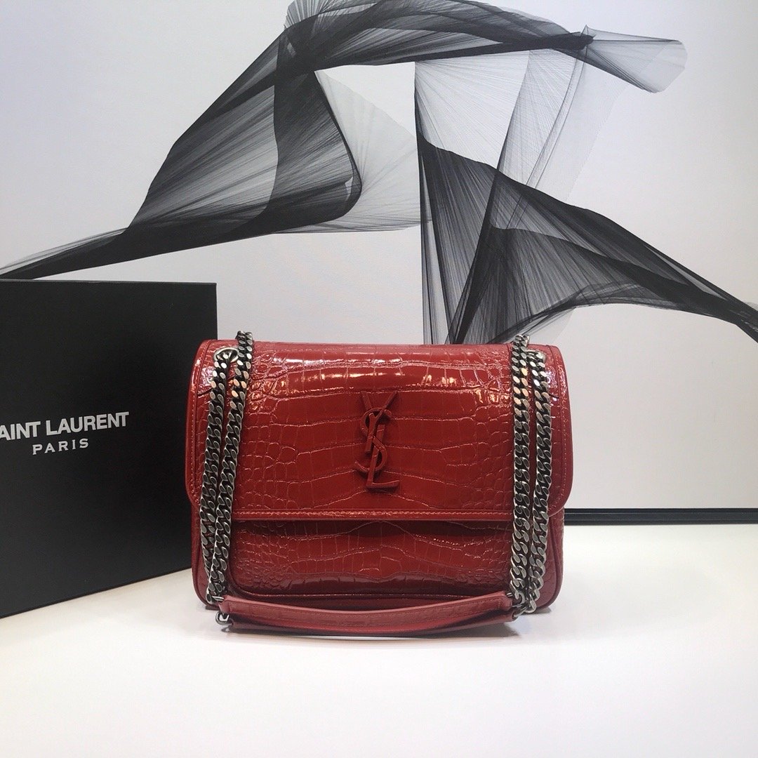 Yves Saint Laurent Niki Medium Chain Bag In-Embossed Red For Women 11in/28cm YSL