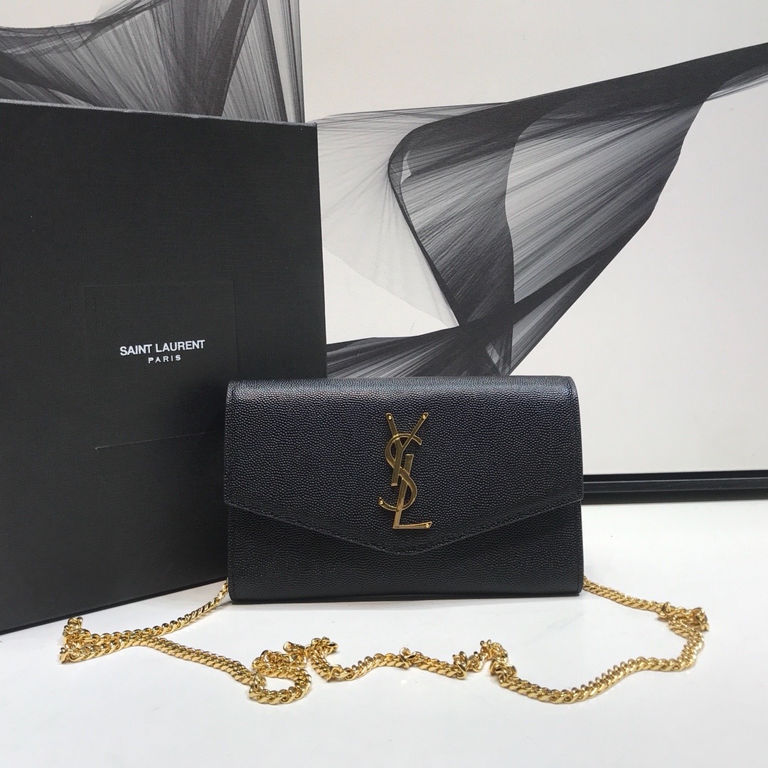 Yves Saint Laurent Uptown Chain Wallet Black For Women 7.4in/19cm YSL 6077881GF0J1000