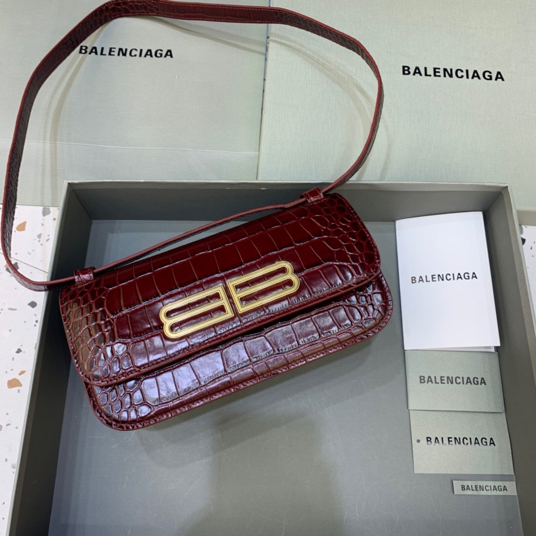 BALENCIAGA Gossip Small Shoulder Bag Dark Red, For Women, Women’s Bags 9.1in/23cm