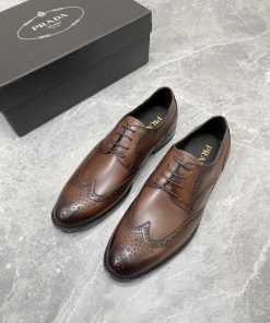 Prada Brushed Oxford Shoes Brown For Men 1in/25mm Prada