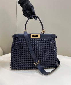 Fendi Mujer Peekaboo Iconic Navy Blue Bag For Woman 33cm/13in