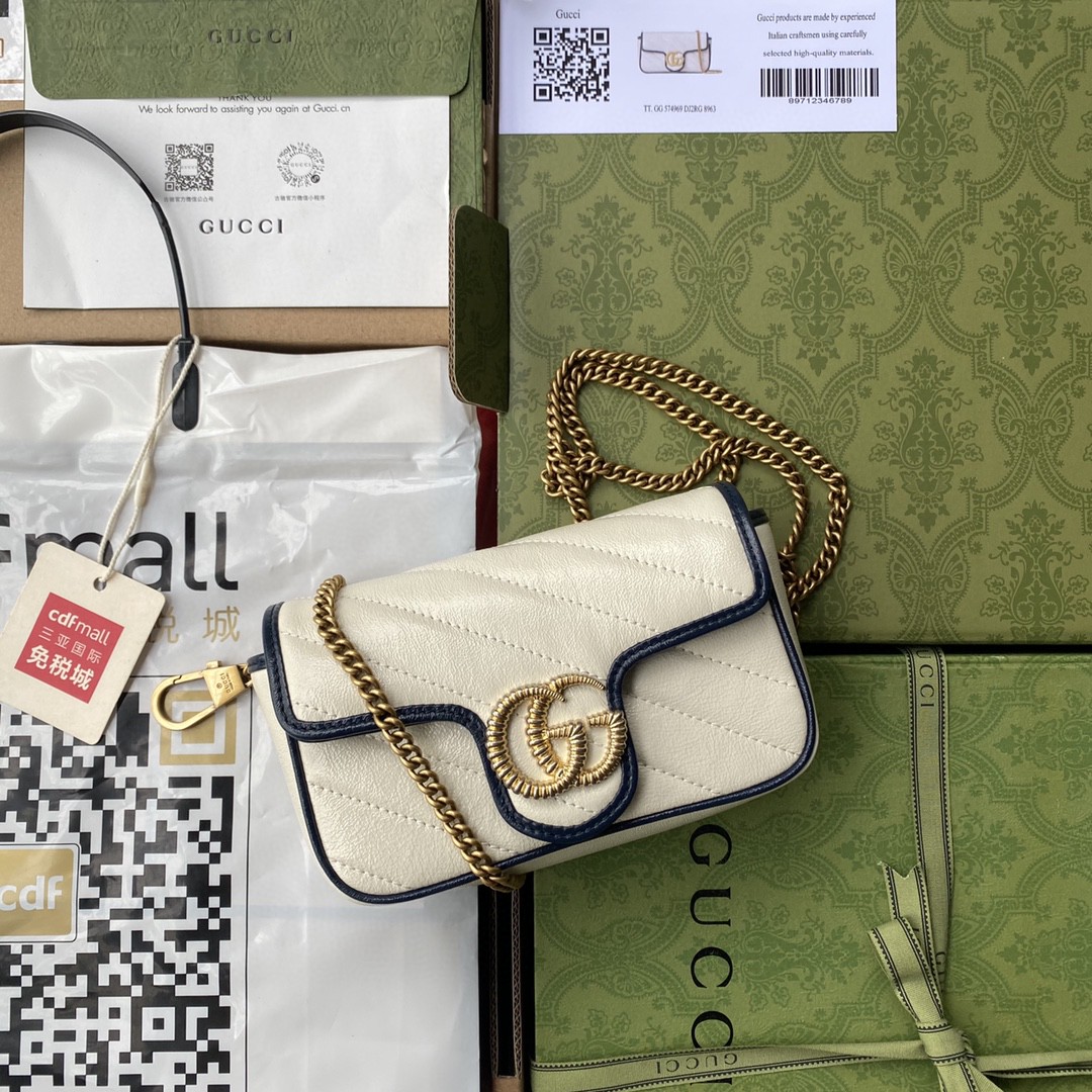 Gucci Marmont Super Mini Bag White For Women 6in/16cm GG