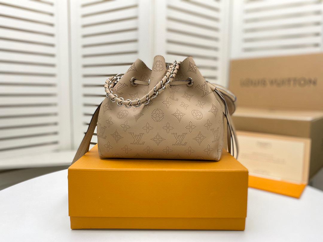Louis Vuitton Bella Bucket Bag Mahina Galet Grey For Women, Women’s Handbags, Shoulder And Crossbody Bags 7.5in/22cm LV M57201