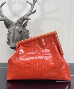 Fendi First Medium Orange Crocodile Bag For Woman 32.5cm/13in