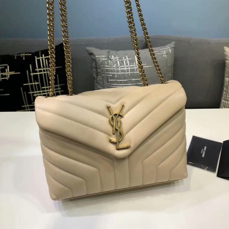 Yves Saint Laurent Loulou Small Chain Bag In Matelassé “Y” Beige For Women 9.8in/23cm YSL 494699DV7272721