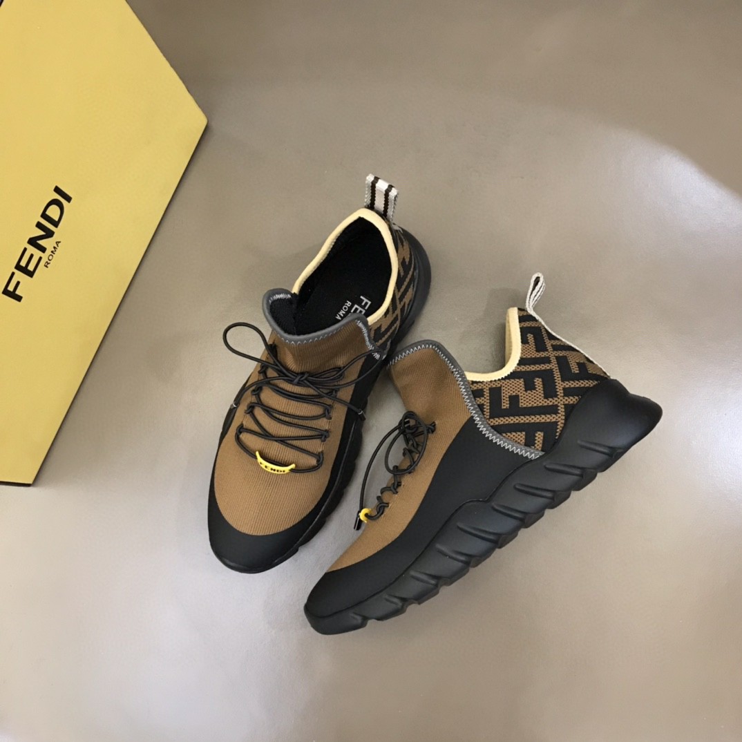 Fendi High Top Sneakers Brown For Men