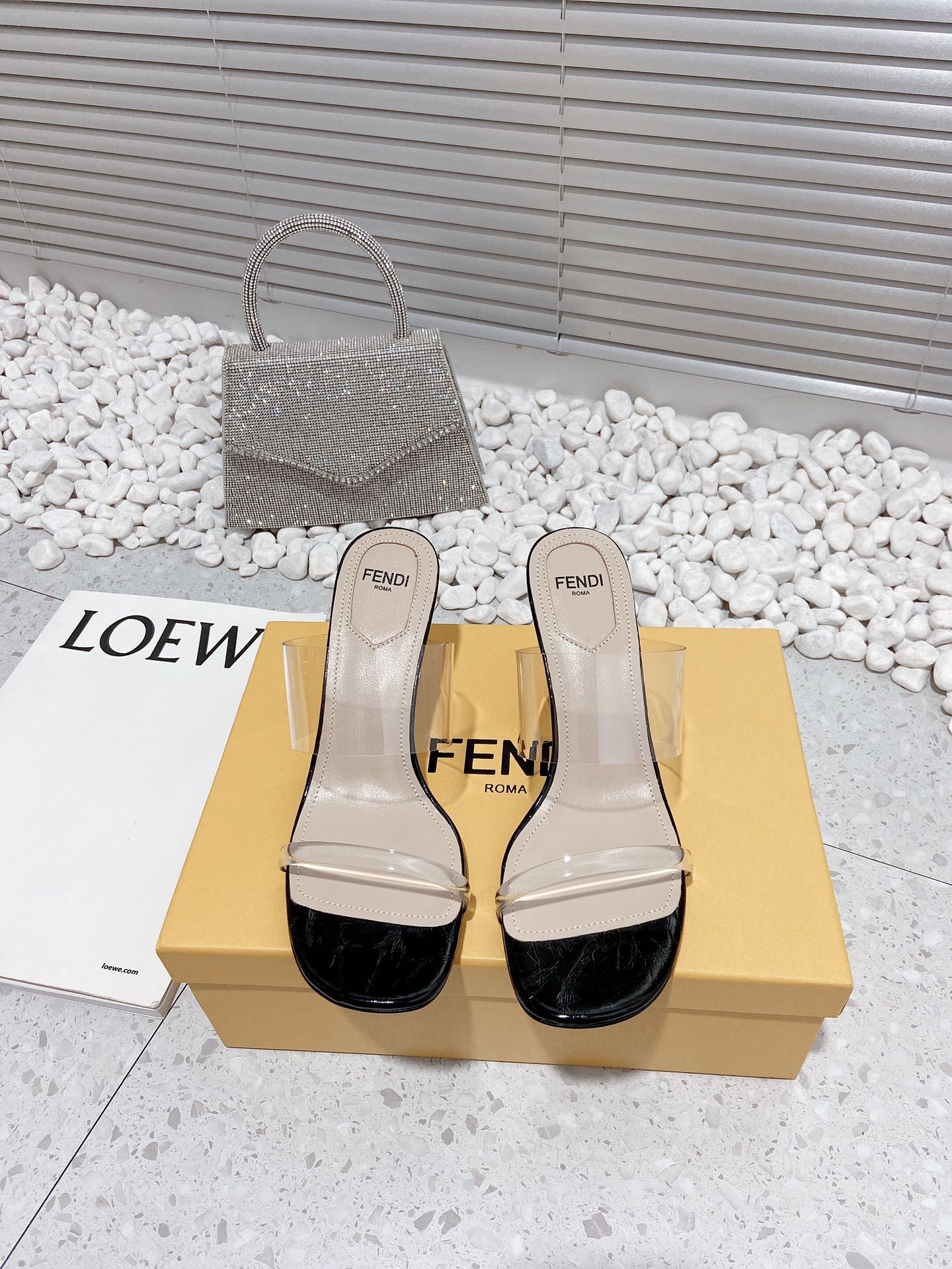 Fendi First Black Transparent Medium-Heeled Sandals For Women