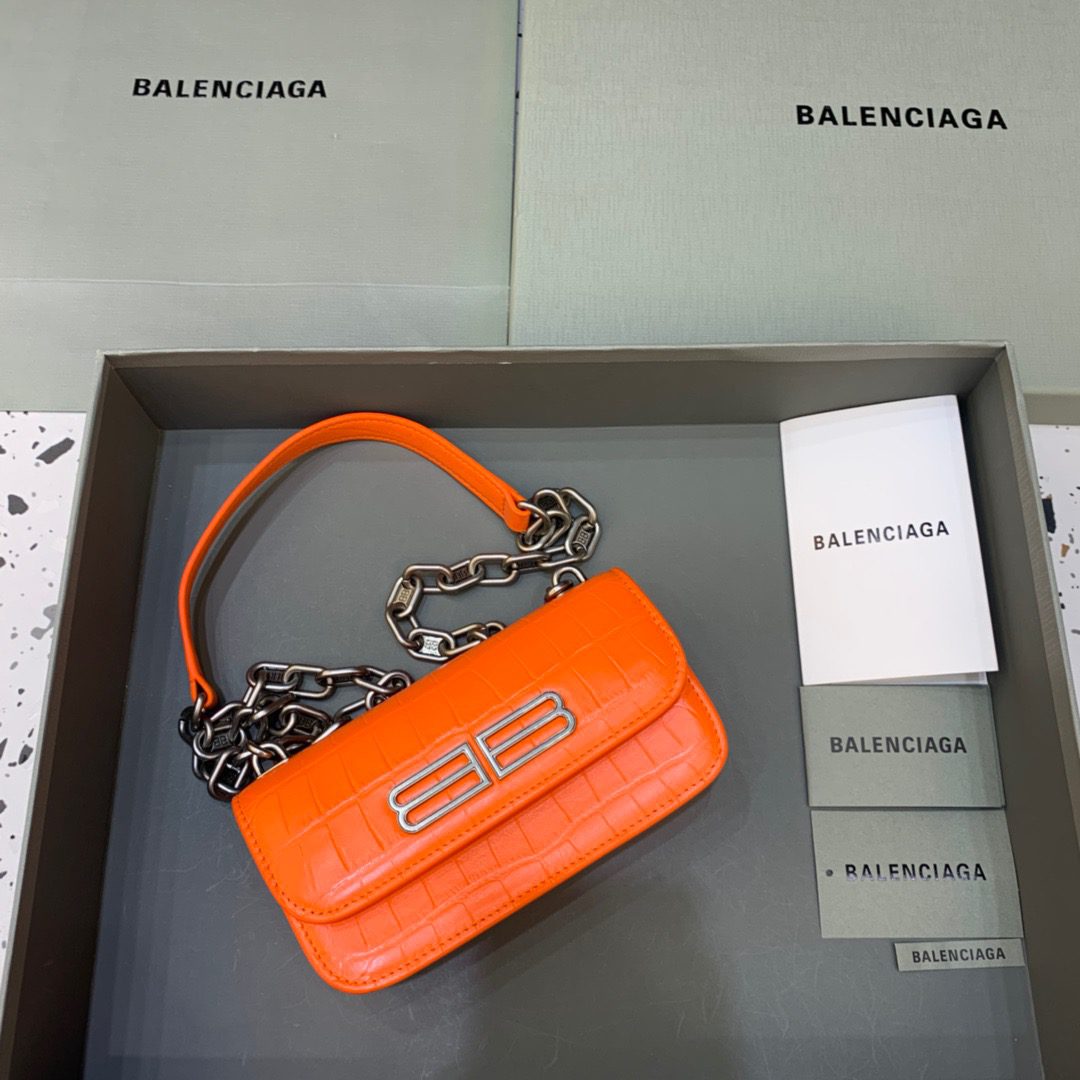BALENCIAGA Gossip Small On Chain Shoulder Bag Orange, For Women, Women’s Bags 7.4in/19cm