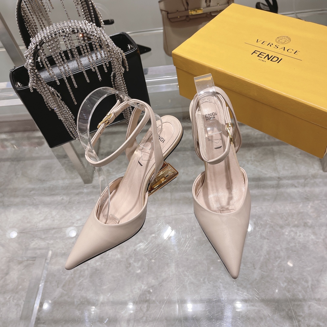 Fendi First Pink High-Heeled Slingbacks For Women 8J8367NA7F18ZI