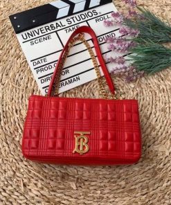Burberry Quilted Medium Lola Bag Monogram Red For Women, Women’s Bags 11in/28cm