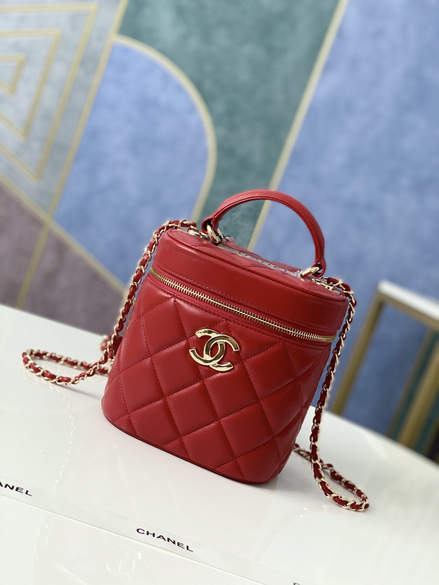 Chanel Vanity Case Gold Hardware Burgundy For Women, Women’s Handbags, Shoulder Bags 9.4in/24cm 