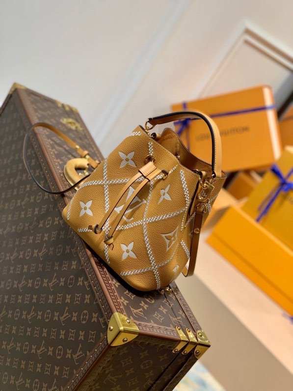 Louis Vuitton NeoNoe MM Bucket Bag Monogram Empreinte Arizona Brown For Women, Women’s Handbags, Shoulder Bags 10.2in/26cm LV M46029