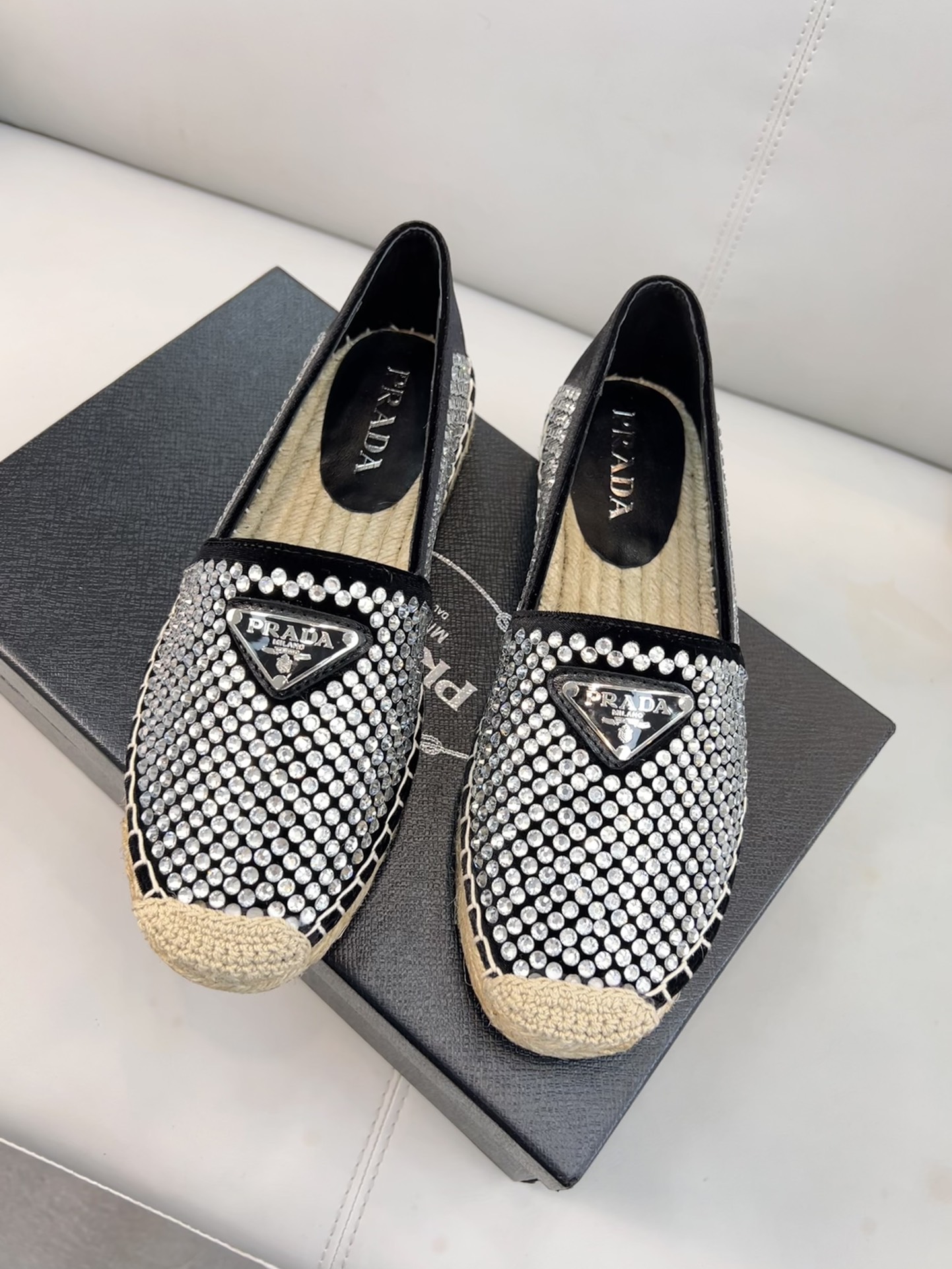 Prada Espadrillas With Crystals Silver For Women 0.8in/20mm Prada