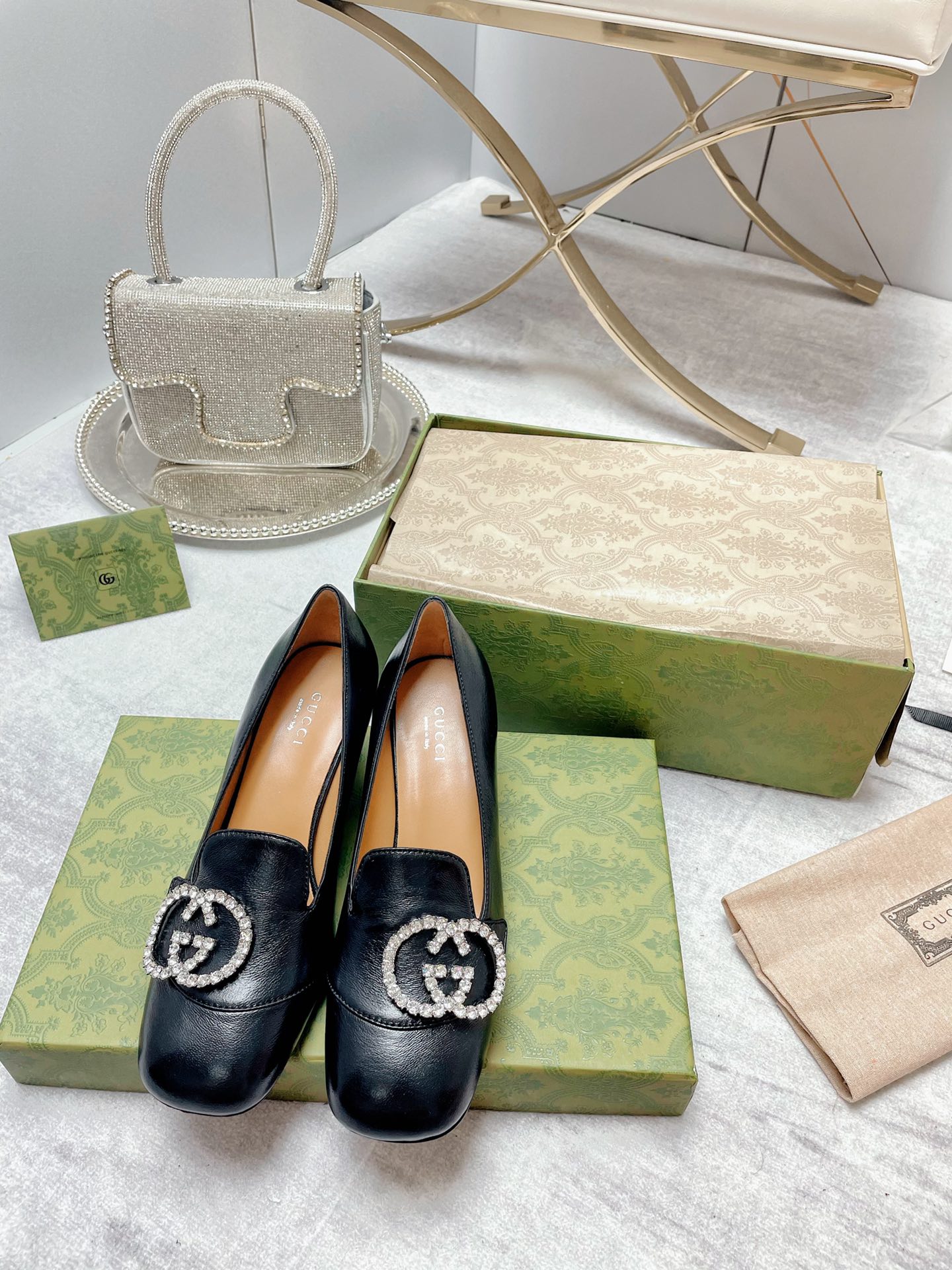 Gucci Women’s Mid-Heel Pump With Gucci Logo Black For Women GG