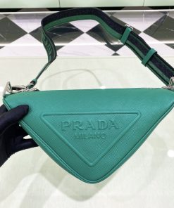 Prada Saffiano Triangle Bag Green For Women, Women’s Bags 11in/28cm 2VH155_2FAD_F0458_V_OOO