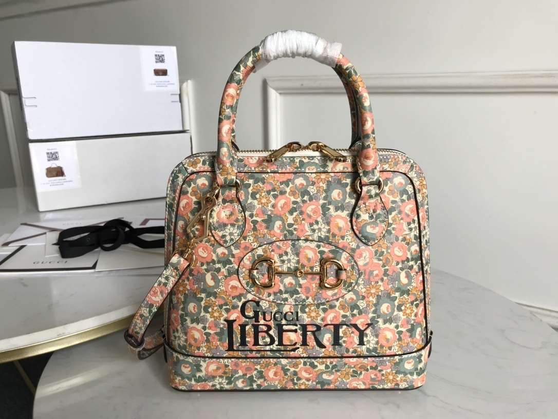 Gucci Horsebit 1955 Small Top Handle Bag Printing Liberty For Women 10in/25cm Gucci 620850