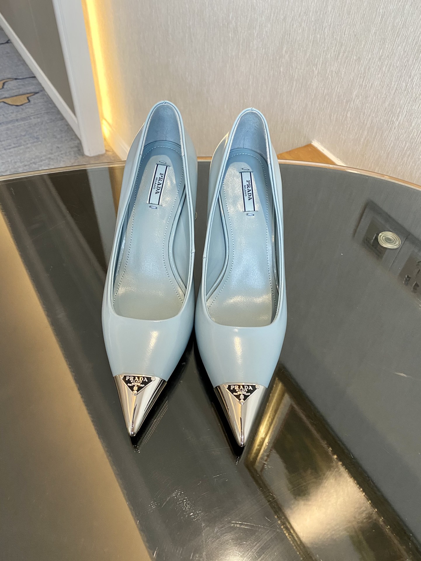 Prada Brushed Pumps Blue For Women 2.9in/75mm Prada