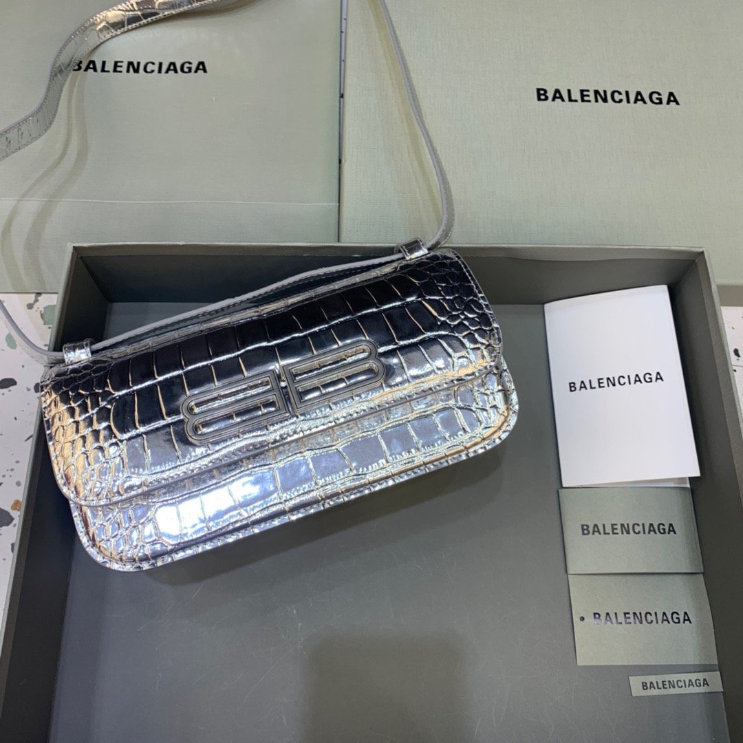 BALENCIAGA Gossip Small Shoulder Bag Sliver, For Women, Women’s Bags 9.1in/23cm