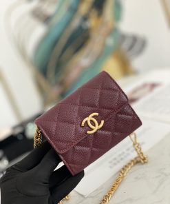 Chanel Mini Flap Bag Gold Toned Hardware Red For Women 4.7in/12cm