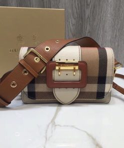 Burberry The Small Buckle Bag In House Check Beige For Women, Women’s Bags 7.5in/19cm