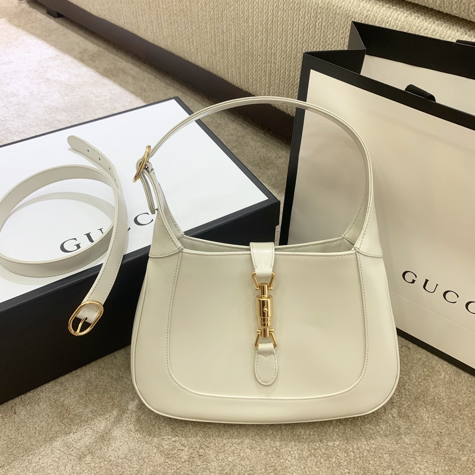 Gucci Jackie 1961 Small Shoulder Bag White For Women 10.8in/27.5cm Gucci 636709 10O0G 9022