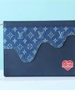 Louis Vuitton Pochette Voyage MM Monogram Drip Blue By Nigo For Pre-Spring, Men’s Travel Accessories 27cm LV M45961