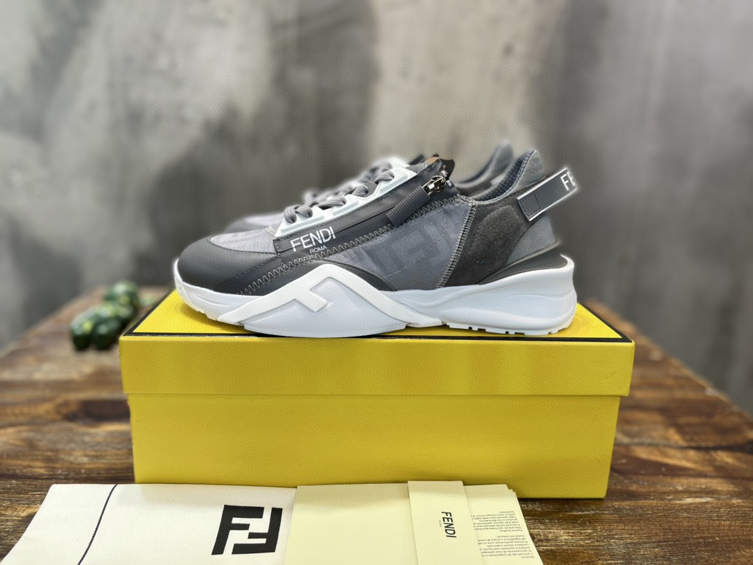 Fendi Flow Sneakers Grey For Men
