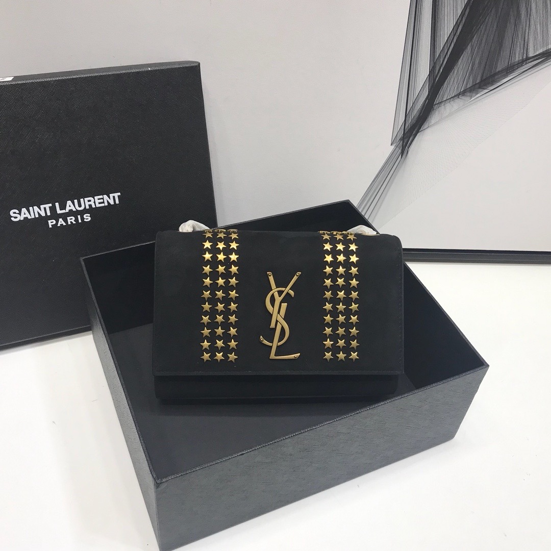 Yves Saint Laurent Kate Small Chain Bag In Grain De Poudre Black For Women 7.8in/20cm YSL