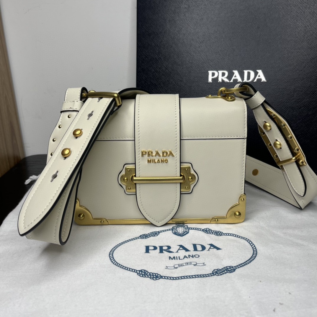 Prada Cahier Bag White For Women, Women’s Bags 7.9in/20cm 1BD045_2AIX_F0009_V_XCH