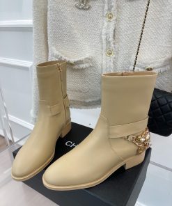 Chanel Women’s Ankle Boots With Decor Beige For Women 1.5in/ 4cm