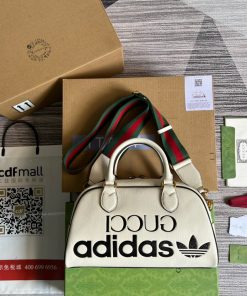 Gucci x Adidas Mini Duffle Bag White For Women, Women’s Bags 12.4in/32cm Gucci 702397 U3ZCT 8727