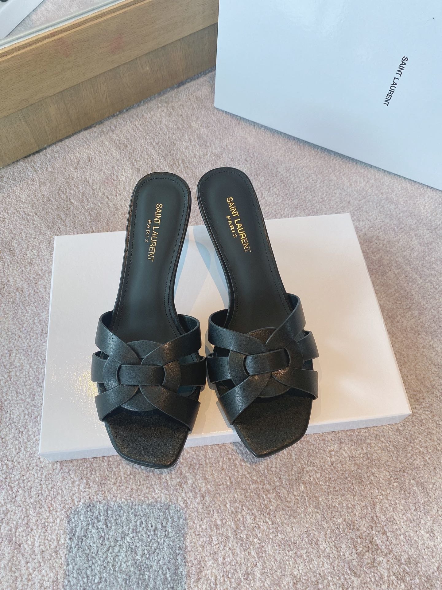 Yves Saint Laurent Women’s Tribute Heeled Mules Black For Women YSL 650986DWE001000