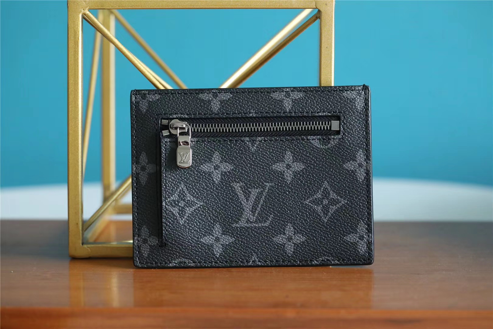 Louis Vuitton ID Card Holder Monogram Canvas Black For Men, Men’s Wallet 13cm LV N60378