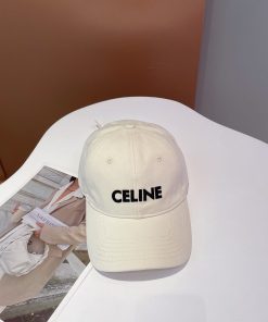Celine Baseball Cap In Cotton Beige