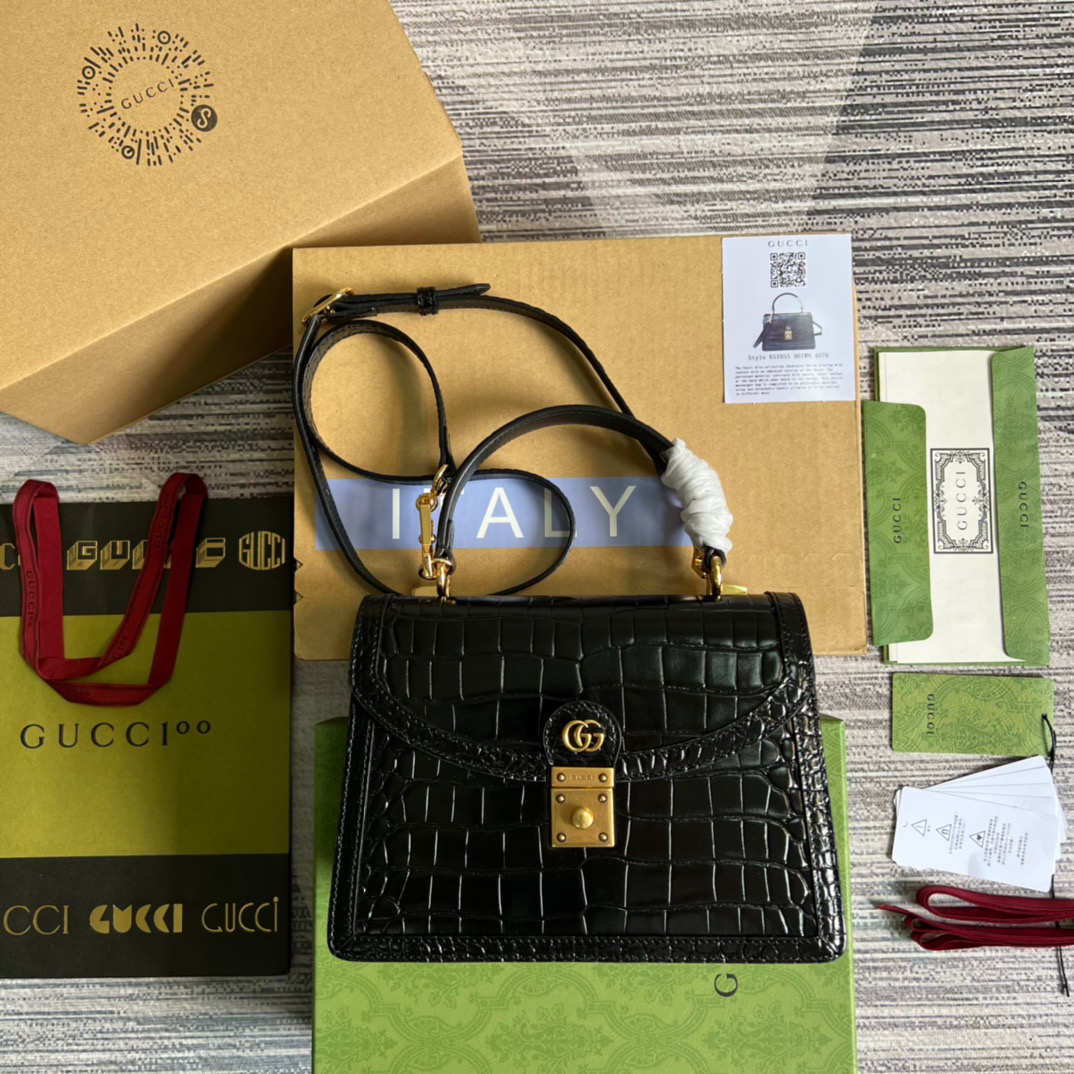 Gucci Ophidia Small Gucci Top Handle Bag Balck For Women, Women’s Bags 9.8in/25cm GG