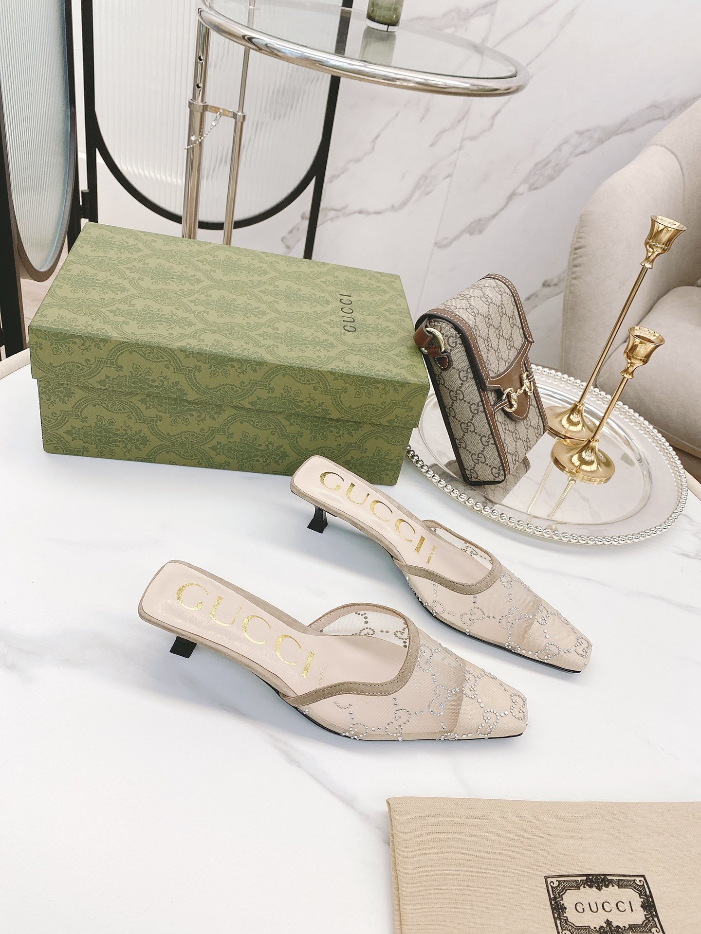 Gucci Women’s Slide Sandal By Fabric Beige For Women GG