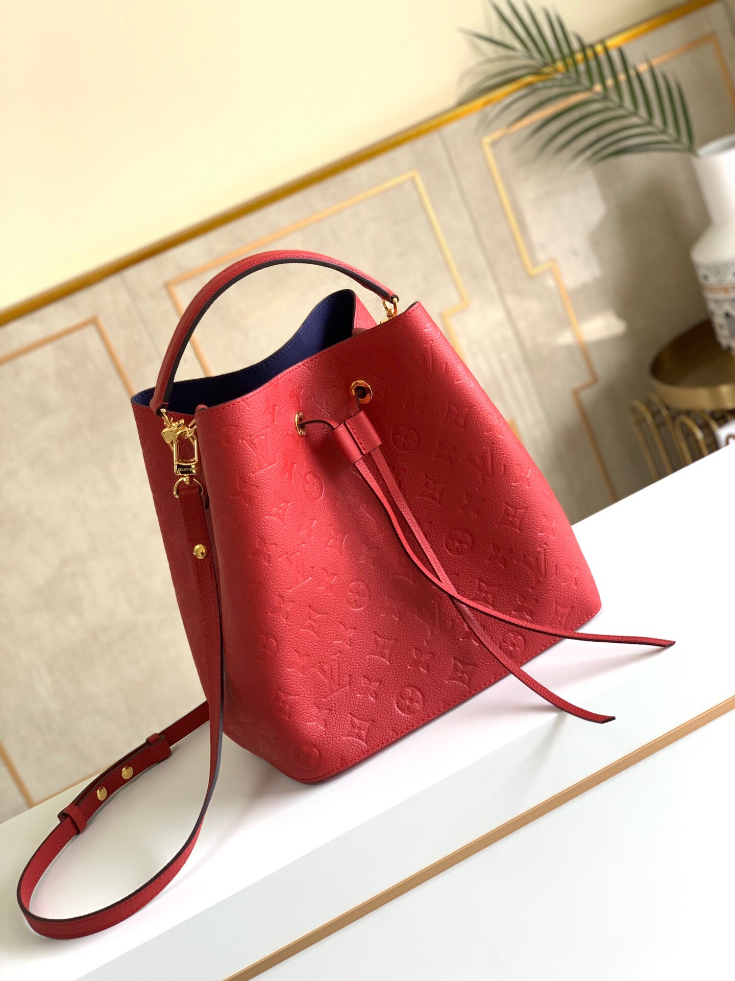 Louis Vuitton NeoNoe MM Bucket Bag Monogram Empreinte Red For Women, Women’s Bags, Shoulder Bags 10.2in/26cm LV