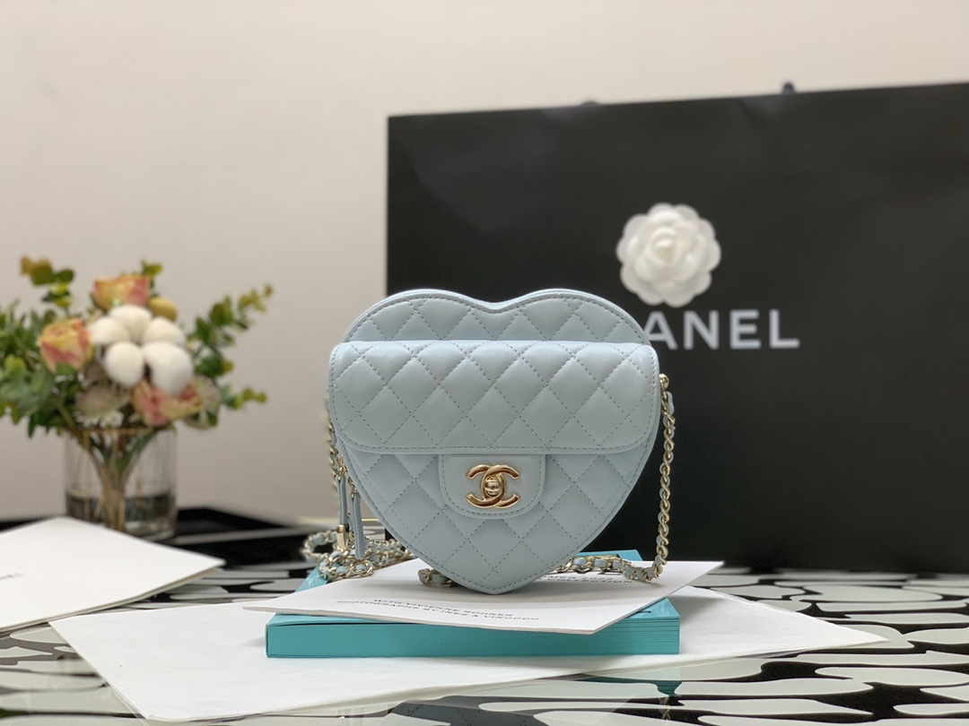 Chanel Mini Heart Bag Grey For Women 7in/18cm AS3191 B07958