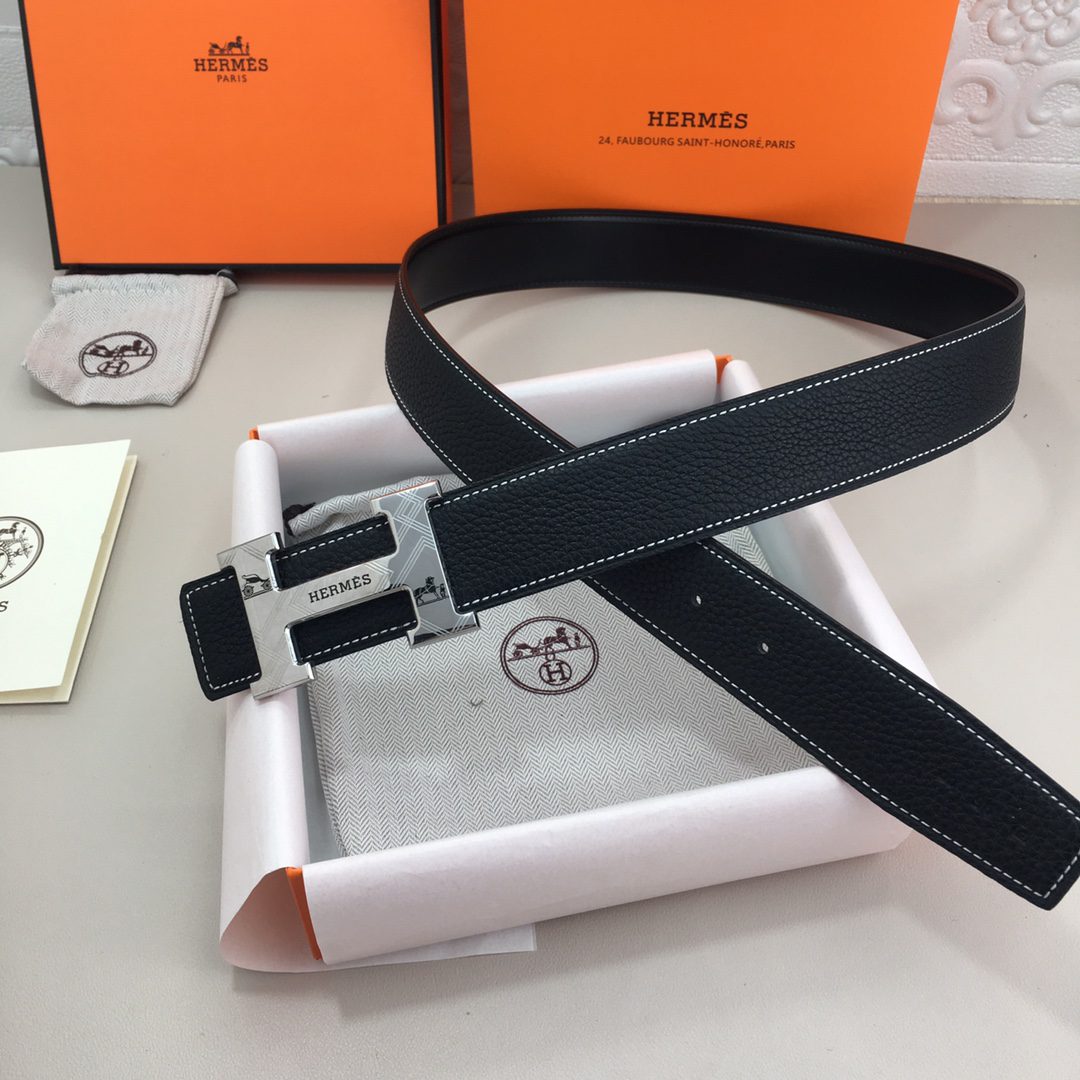 Hermes H Belt Buckle & Reversible Black For Women, Women Belt