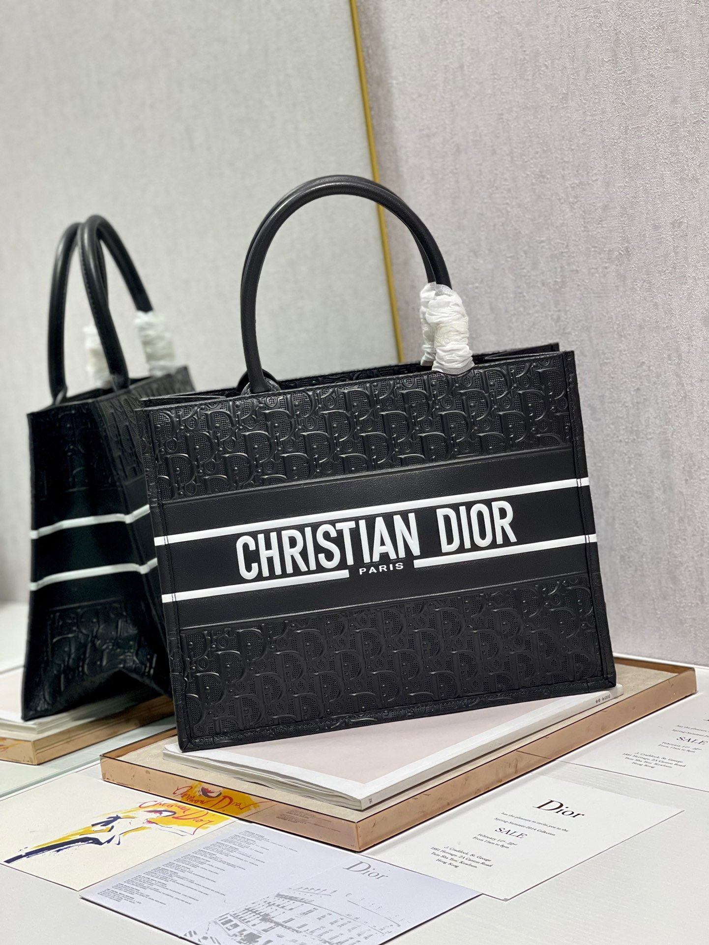 Christian Dior Medium Dior Book Tote Black, For Women, Women’s Handbags 14in/36cm CD