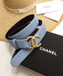 Chanel Belt With Double C Buckle Blue