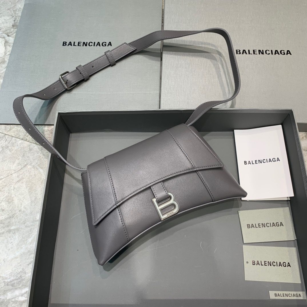 BALENCIAGA Downtown XS Shoulder Bag In Gray, For Women, Women’s Bags 10in/25cm