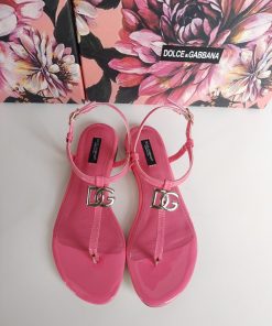 Dolce & Gabbana Nappa DG Sandals Pink For Women DG Shoes