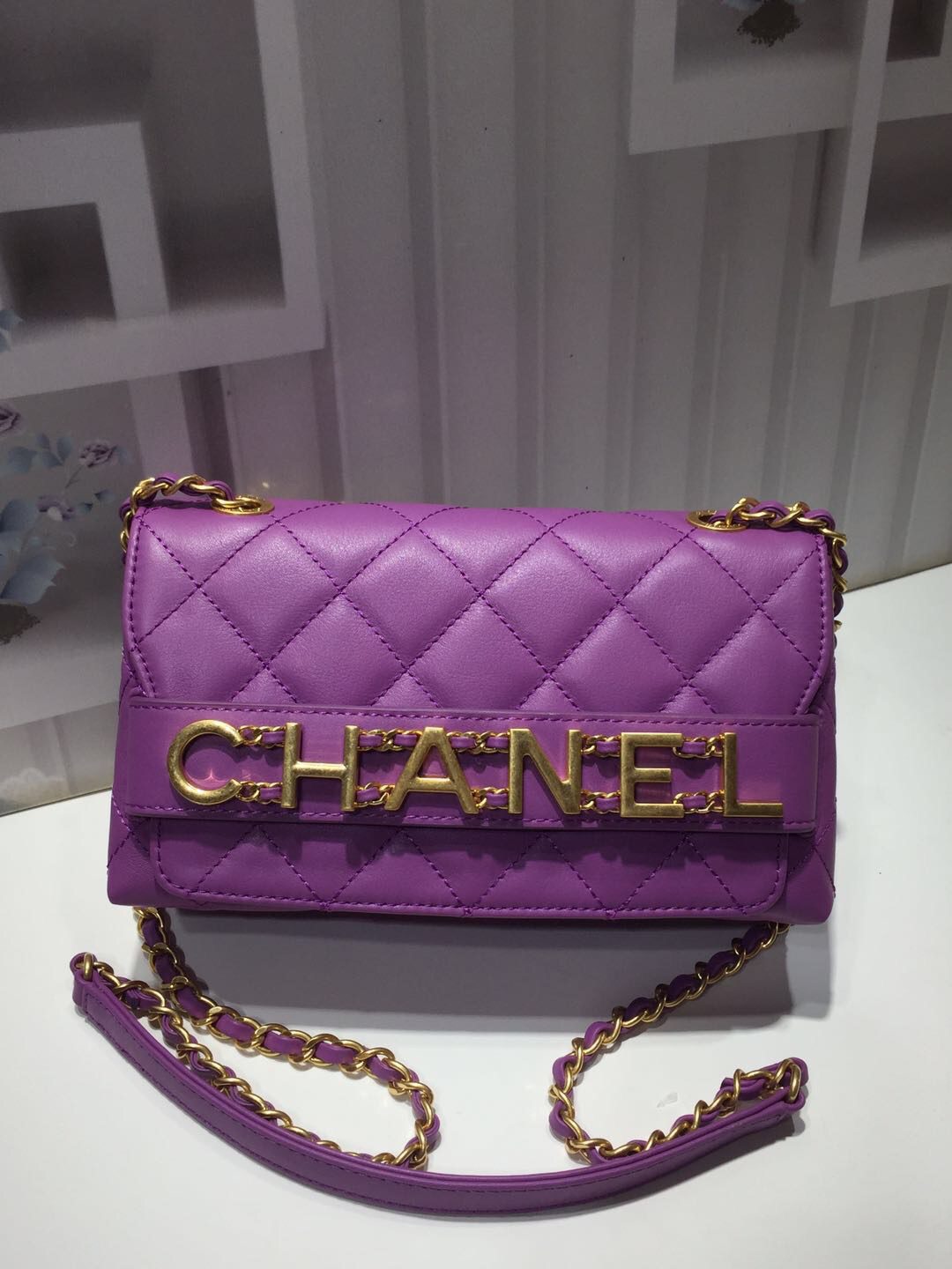Chanel Front Logo Small Flap Bag Gold Hardware Purple For Women, Women’s Handbags, Shoulder Bags 8.2in/21cm AS1490