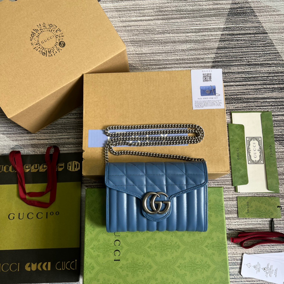 Gucci Marmont Super Mini Bag Blue For Women, Women’s Bags 6.2in/17cm Gucci 476433 DTD5F 4340