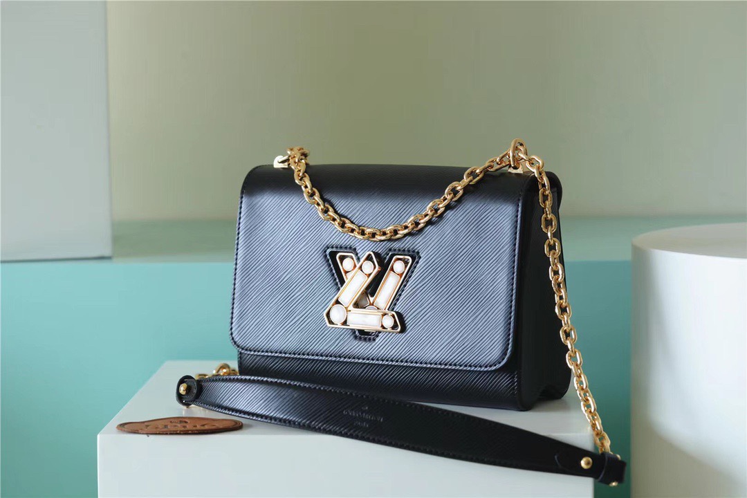 Louis Vuitton Twist MM Epi Black For Women, Women’s Handbags, Shoulder And Crossbody Bags 9.1in/23cm LV
