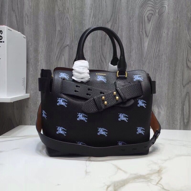 Burberry The Small Equestrian Knight Top Handle Belt Bag Black For Women, Women’s Bags 14in/36cm