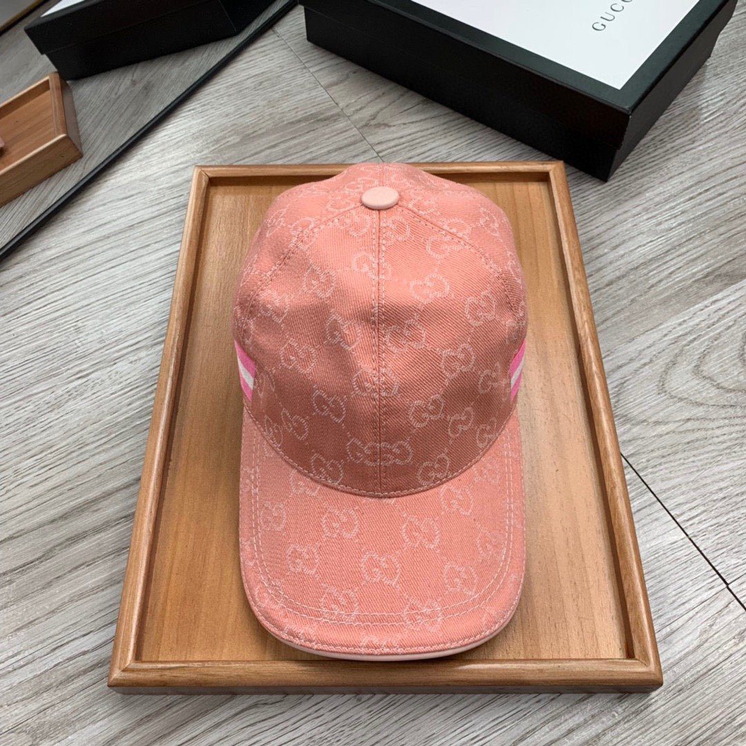 GUCCI Canvas Baseball Cap Pink