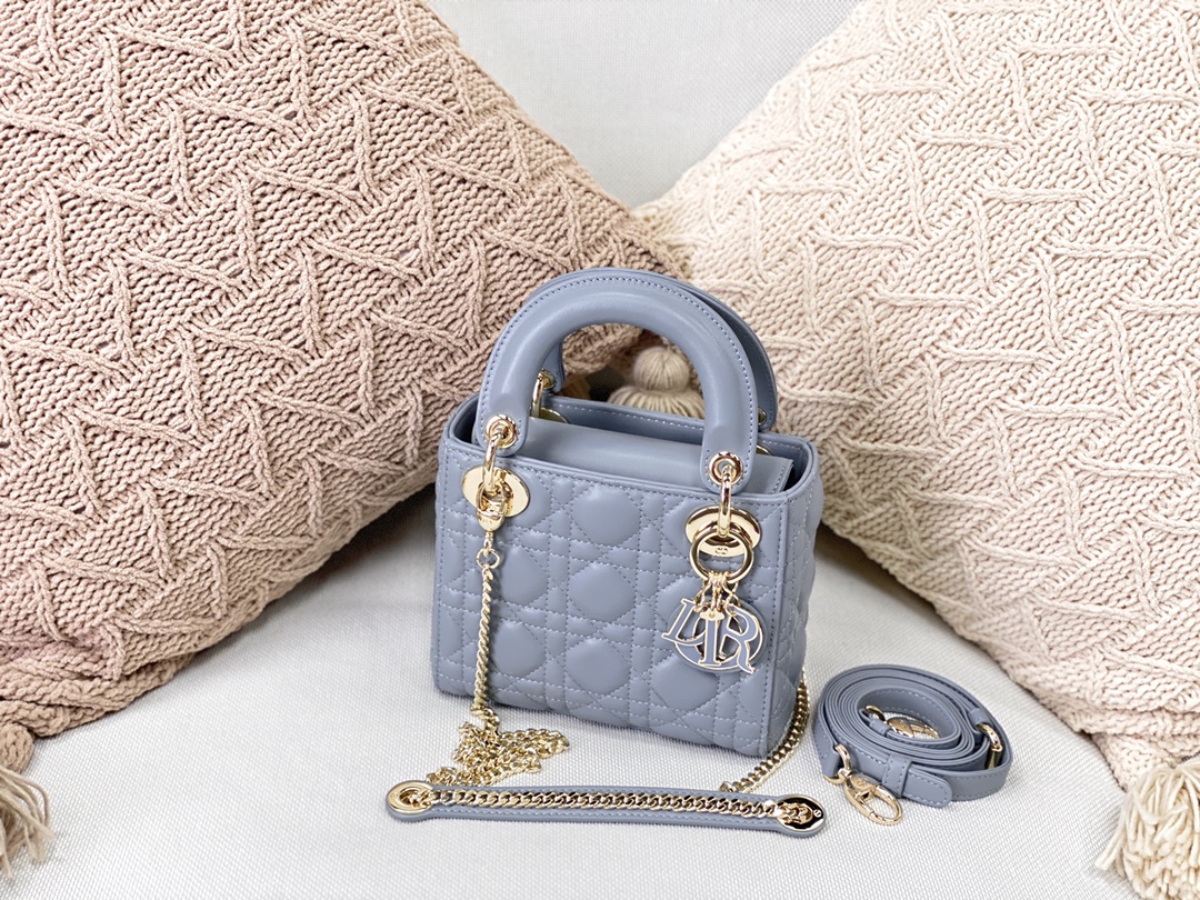 Christian Dior Mini Lady Dior Bag Blue For Women 6.5in/17cm CD M0505SLOI